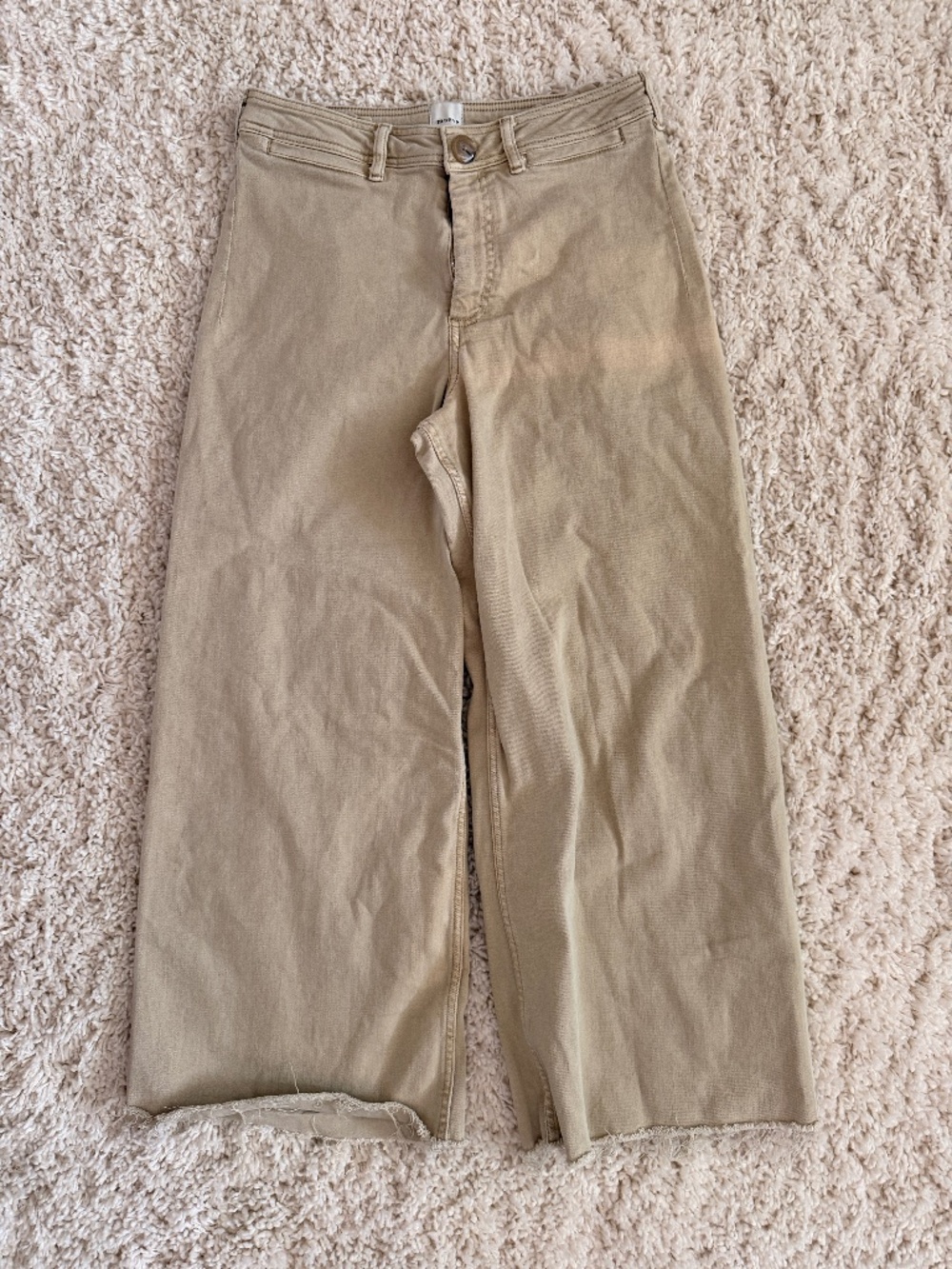 Maeve cropped raw hem wide leg jean stone size 31